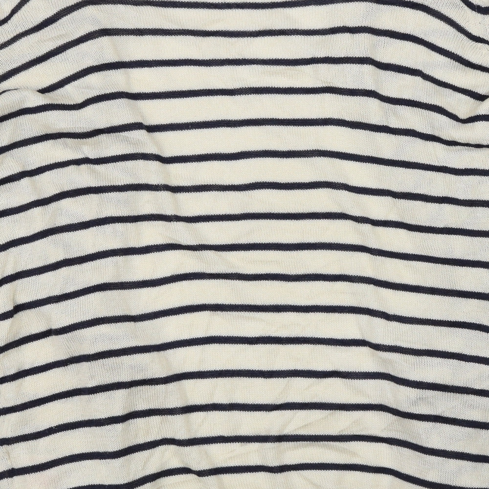 Brand and care label for Jaqueline de Yong women’s beige striped cardigan jumper, size XS