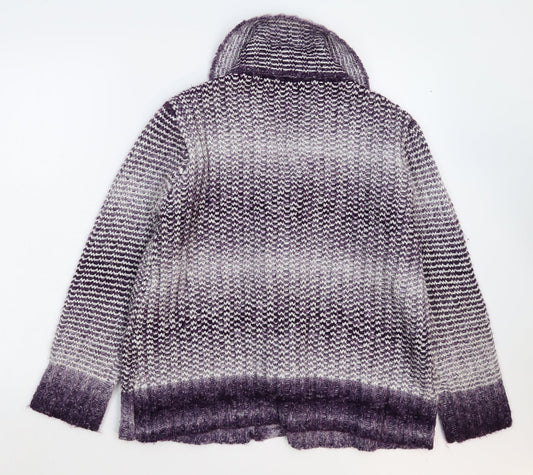 Aimee Womens Purple Knit Jacket Coatigan Size L