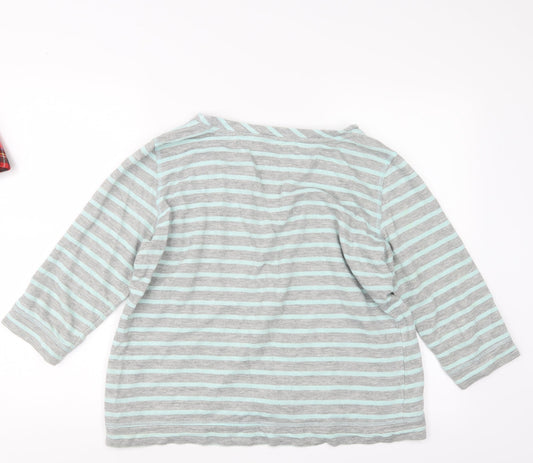 Marks and Spencer Womens Grey Striped Pullover Jumper Size 16