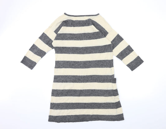 I Love H81 Womens Beige Striped Jumper Dress Size L