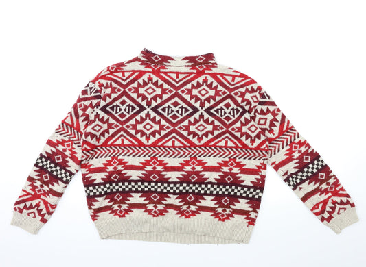 h&m Womens Red Herringbone Pullover Jumper Size M