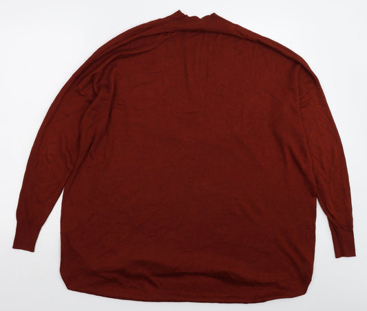 Papaya Womens Brown Knit Pullover Jumper Size XL - Oversized