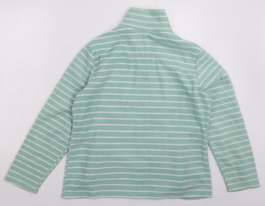 Preworn Womens Green Striped Fleece Jacket Size L