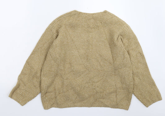 H&M Womens Beige Knit Pullover Jumper Size S - Oversized