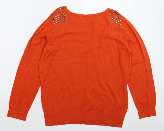 Preworn Womens Orange Knit Pullover Jumper Size L