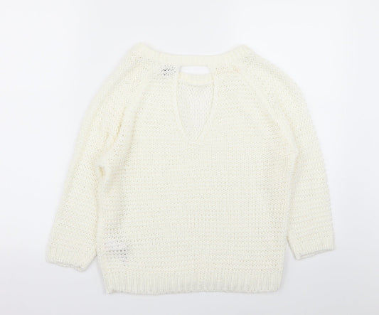 New Look Womens White Pullover Jumper Size S