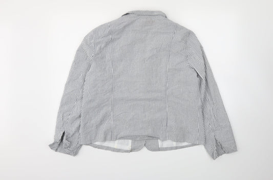 STUDIO Womens Grey Striped Jacket Blazer Size 14