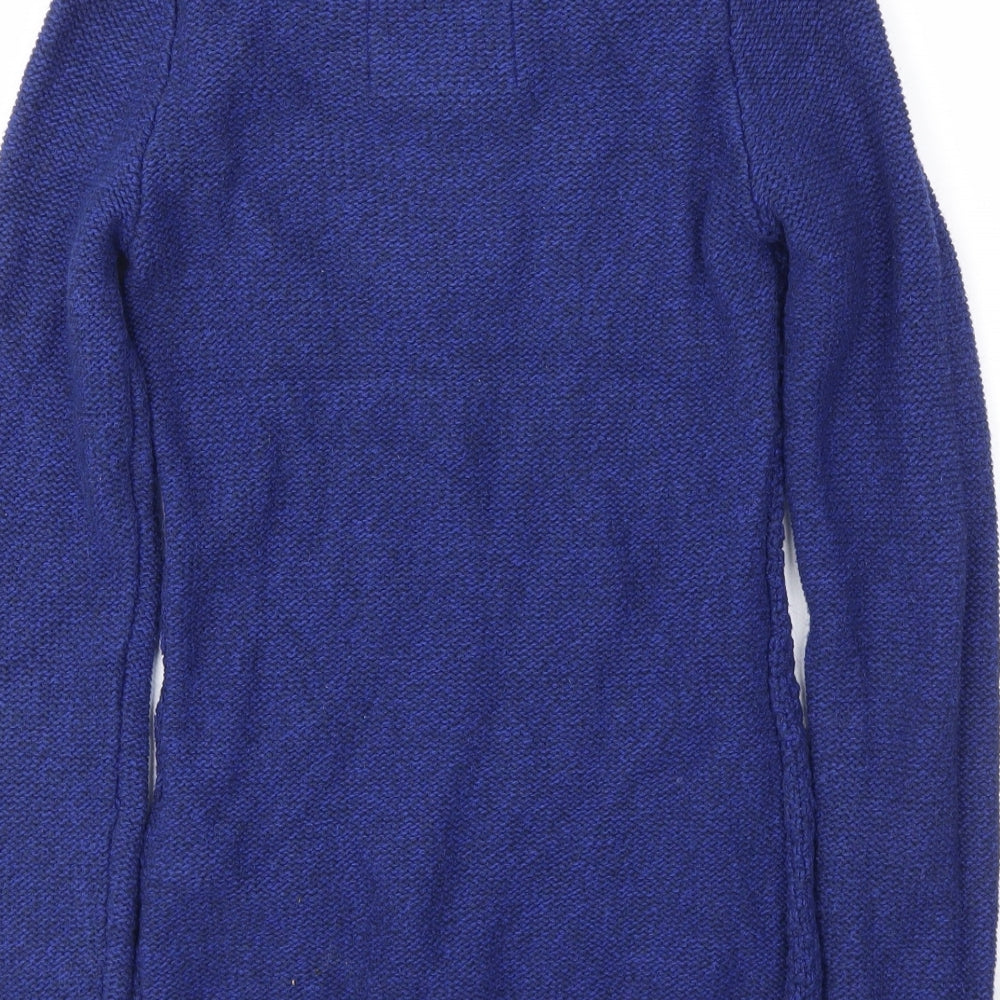Brand and care label for LOGG women’s blue jumper, size XS
