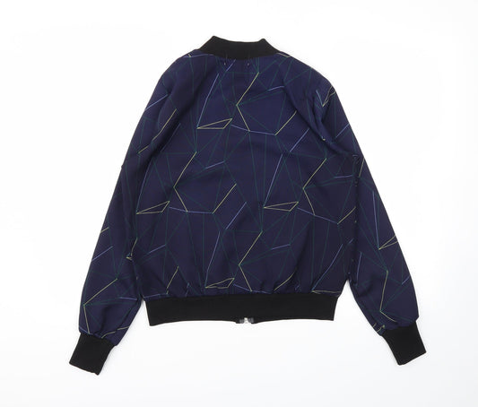 JCL Womens Blue Argyle/Diamond Jacket Size M