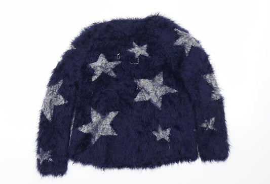 BPSTER Girls Blue Argyle/Diamond Pullover Jumper Size 7-8 Years