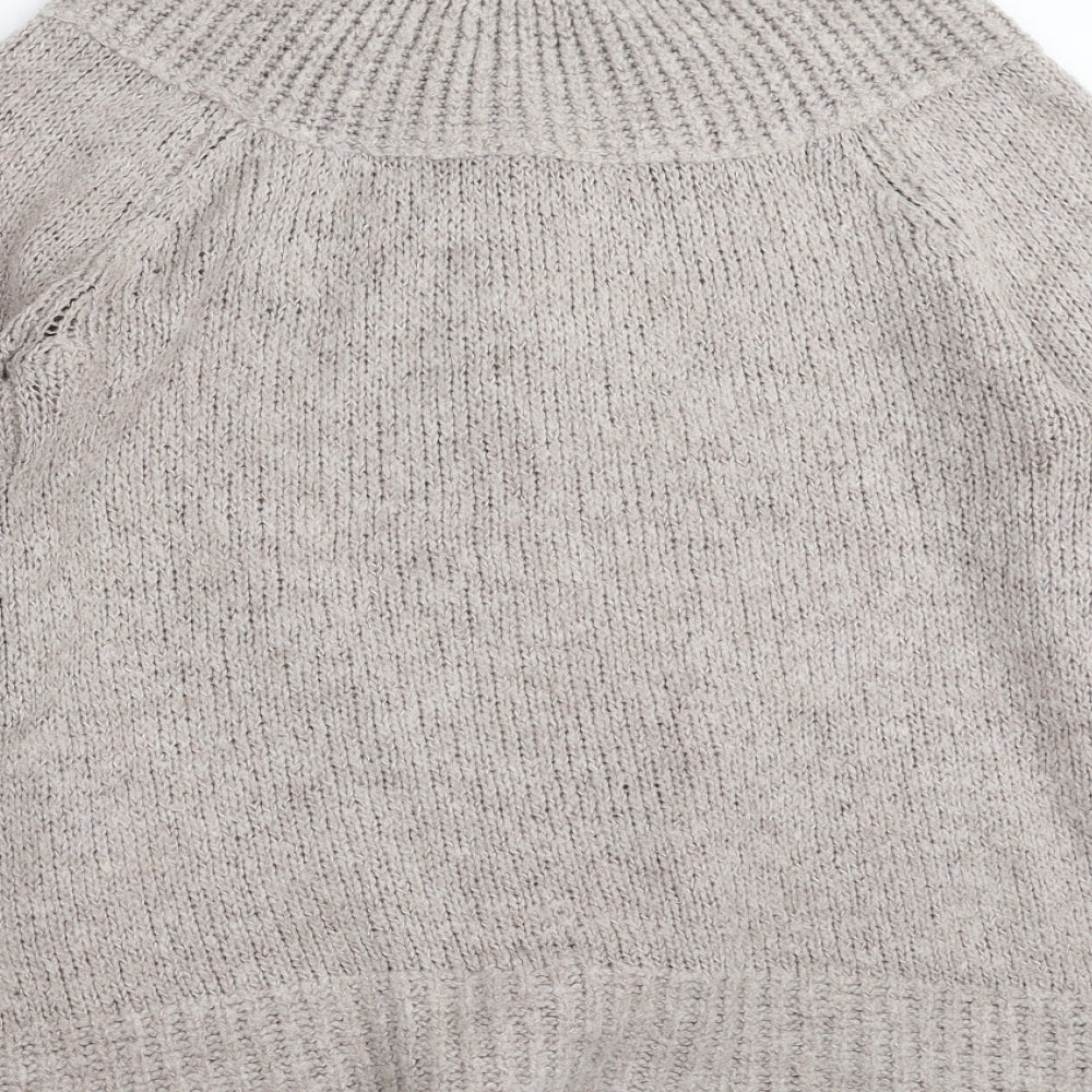 Brand and care label for EA women’s grey cardigan jumper, size S