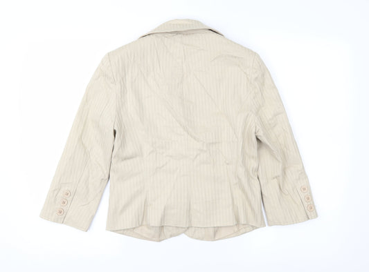 Spirit Womens Beige Striped Jacket Suit Jacket Size 12