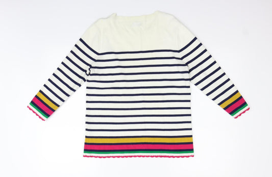 Soon Womens Beige Striped Pullover Jumper Size 12