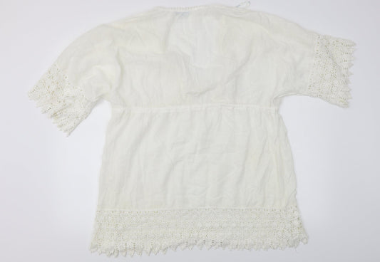 Blue Island Womens White A-Line Size L