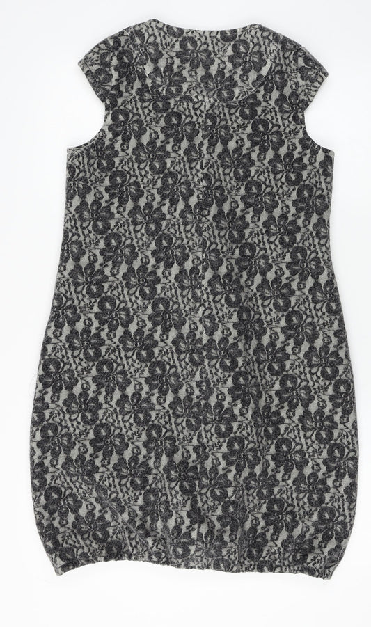 Avoca Womens Grey Floral Cardigan Jumper Size S