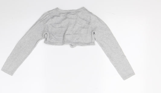 H&M Girls Grey Cardigan Jumper Size 5-6 Years - Croped
