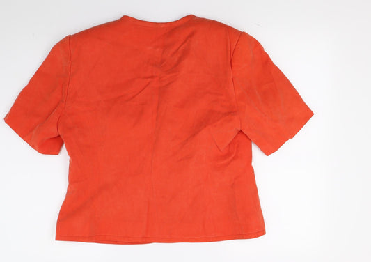 Country Casuals Womens Orange Basic Button-Up Size 14