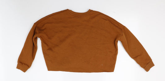 Primark Womens Brown Pullover Sweatshirt Size 2XS - choose kindness. cropped