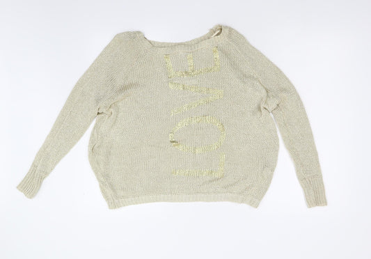 River Island Womens Gold Knit Pullover Jumper Size 6
