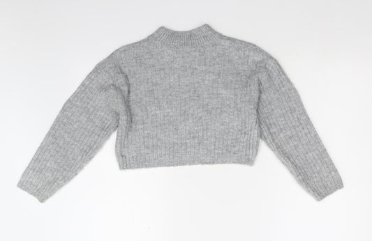 915 Girls Grey Knit Pullover Jumper Size 9 Years