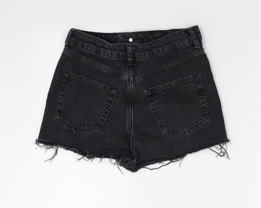 Topshop Womens Black Damask Cut-Off Shorts Size 8