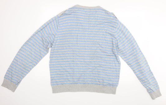 New Look Mens Blue Striped Pullover Jumper Size XL