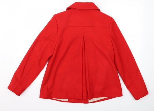 H&M Womens Red Overcoat Jacket Size 6