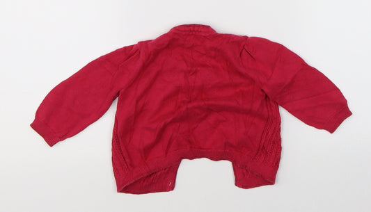 Preworn Girls Pink Cardigan Jumper Size 6-9 Months