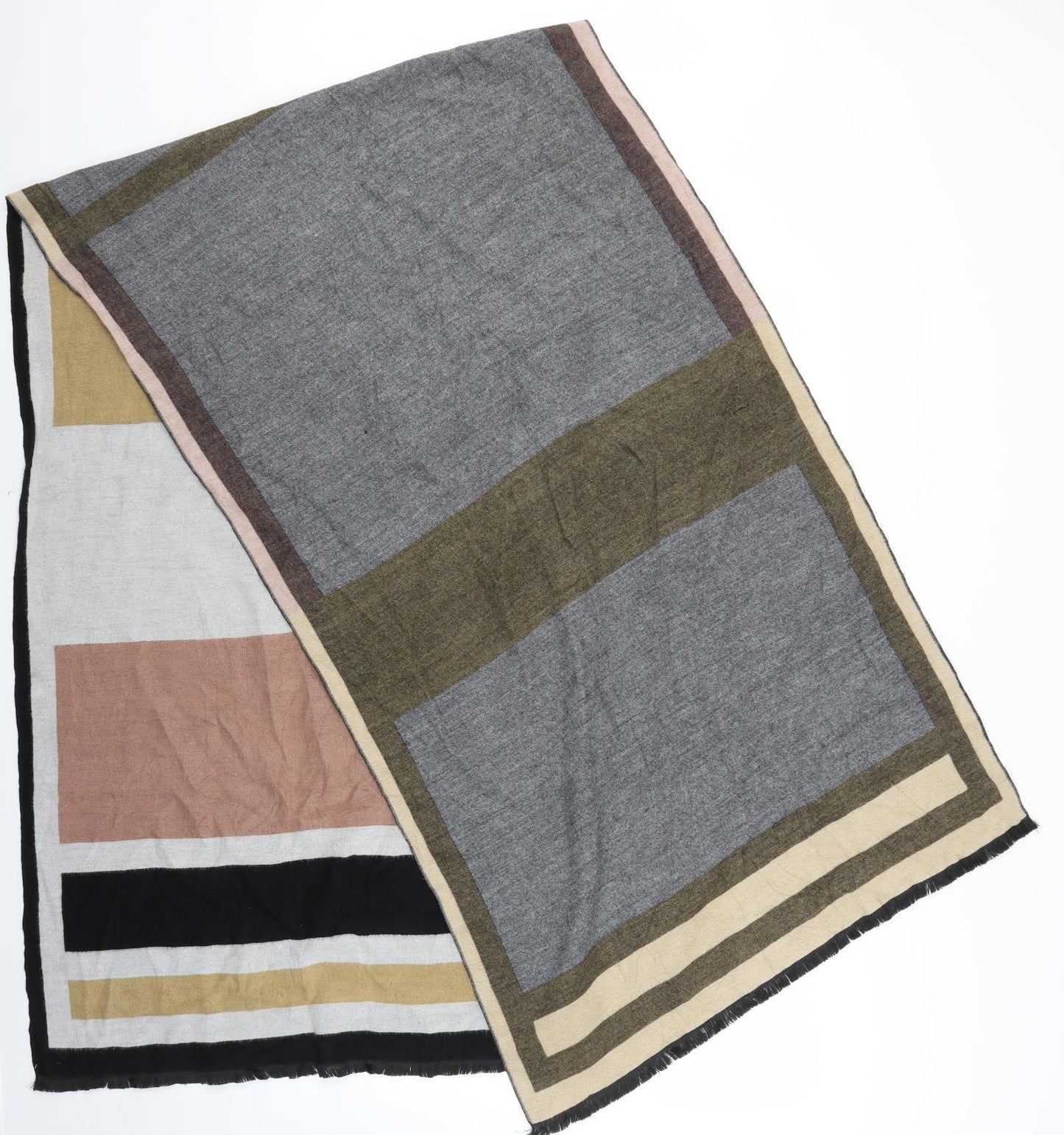 Preworn Womens Black Geometric Scarf