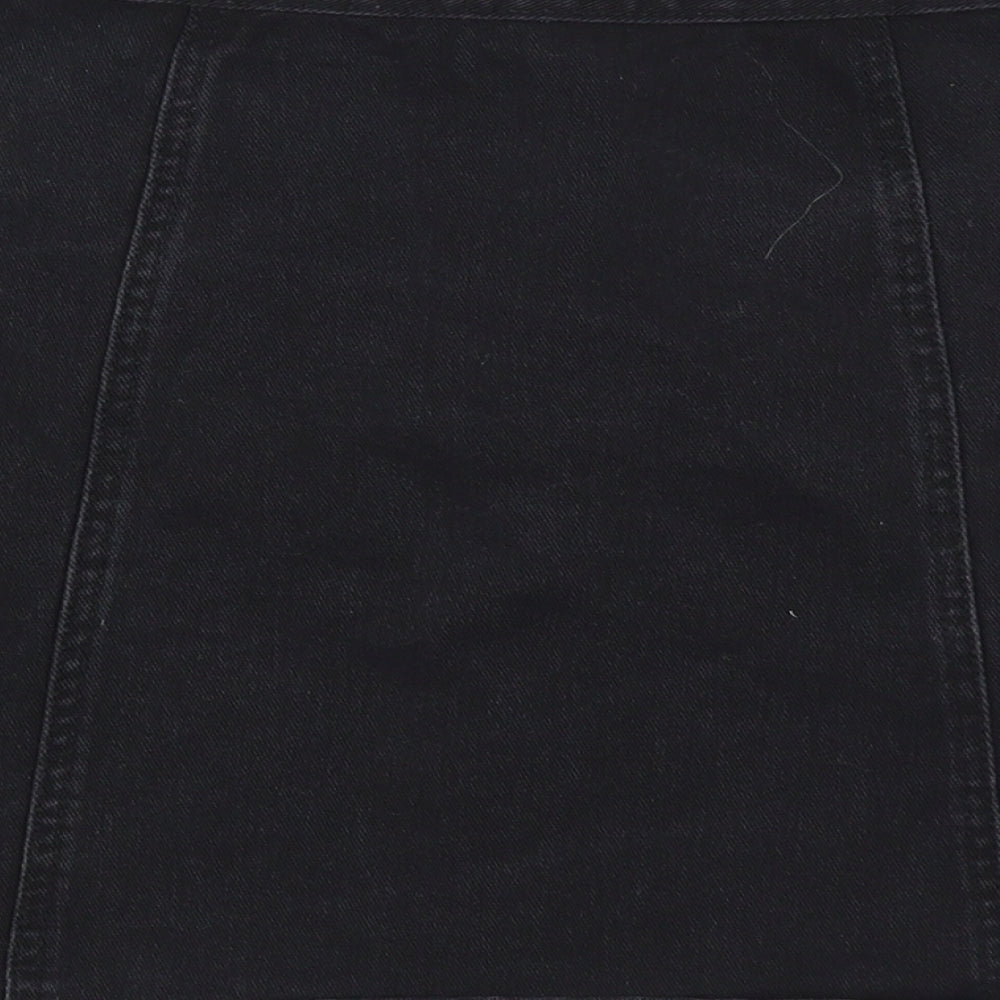 Brand and care label for Cooperative women’s black denim a-line skirt, size S