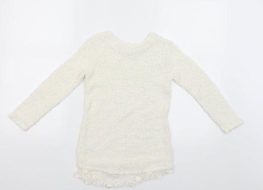 George Girls White Pullover Jumper Size 7-8 Years