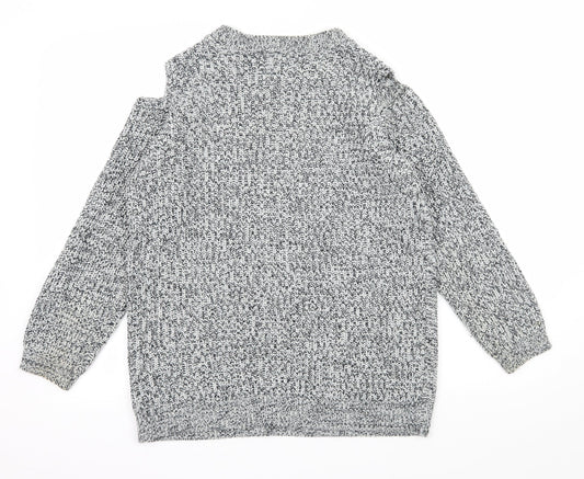 BeYou Womens Grey Knit Pullover Jumper Size 12 - Cut Out Shoulder