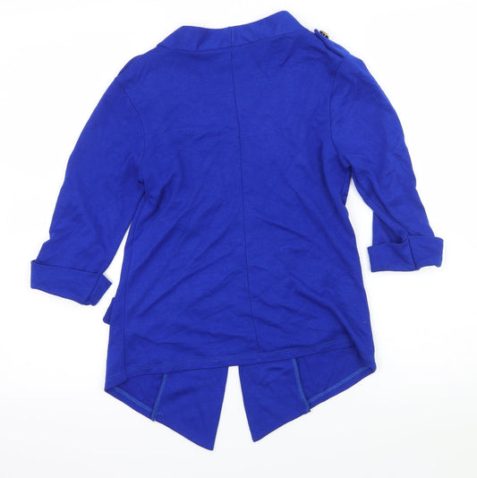 New Exper Womens Blue Jersey Jacket Blazer Size S