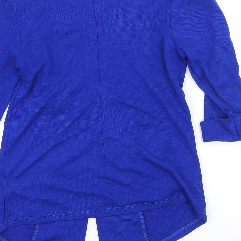 New Exper Womens Blue Jersey Jacket Blazer Size S