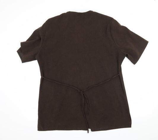Xrose Womens Brown Velour Basic Button-Up Size 18