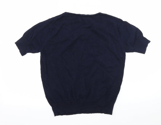 Munrospun Womens Blue Knit Pullover Jumper Size M