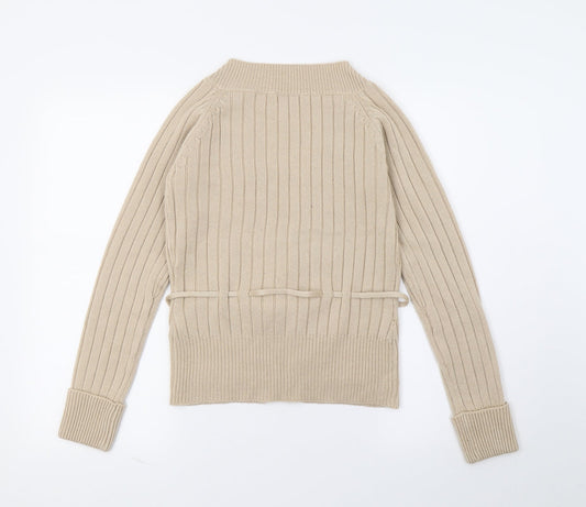 Lime Womens Beige Knit Cardigan Jumper Size S