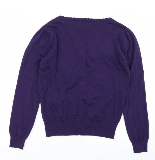M Butterfly Womens Purple Knit Cardigan Jumper Size S