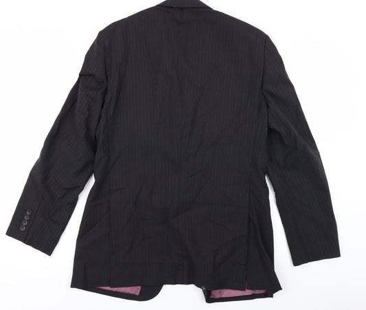 REMUS Mens Black Striped Jacket Blazer Size 38