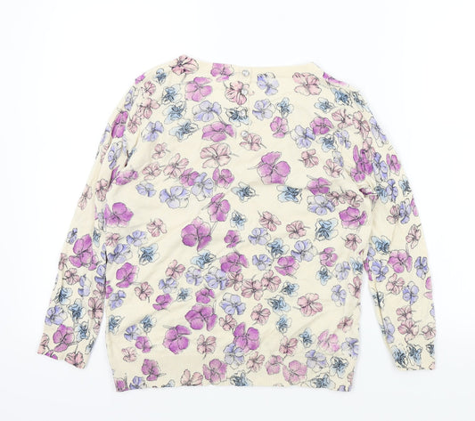wearhouse Womens Multicoloured Floral Pullover Jumper Size 14 - button back