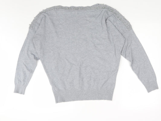 Quiz Womens Grey Pullover Sweatshirt Size L