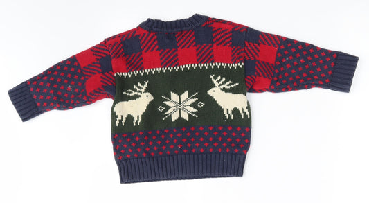 Real Clothes Boys Multicoloured Geometric Pullover Jumper Size 0-3 Months