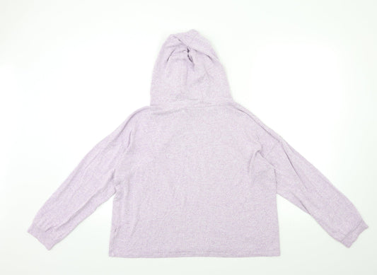 Marks and Spencer Girls Purple Knit Pullover Hoodie Size 13 Years