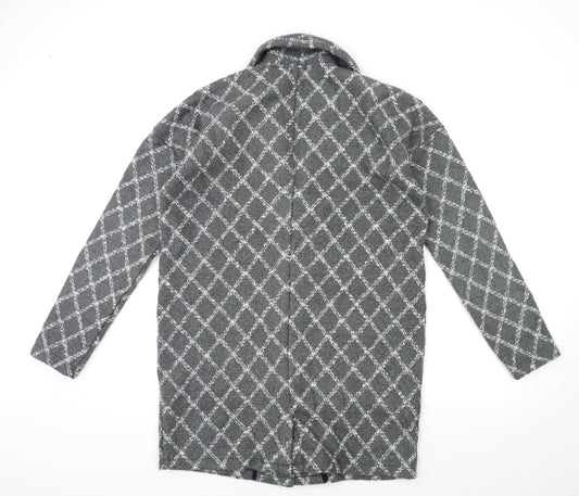 NEXT Womens Grey Check Overcoat Coat Size M