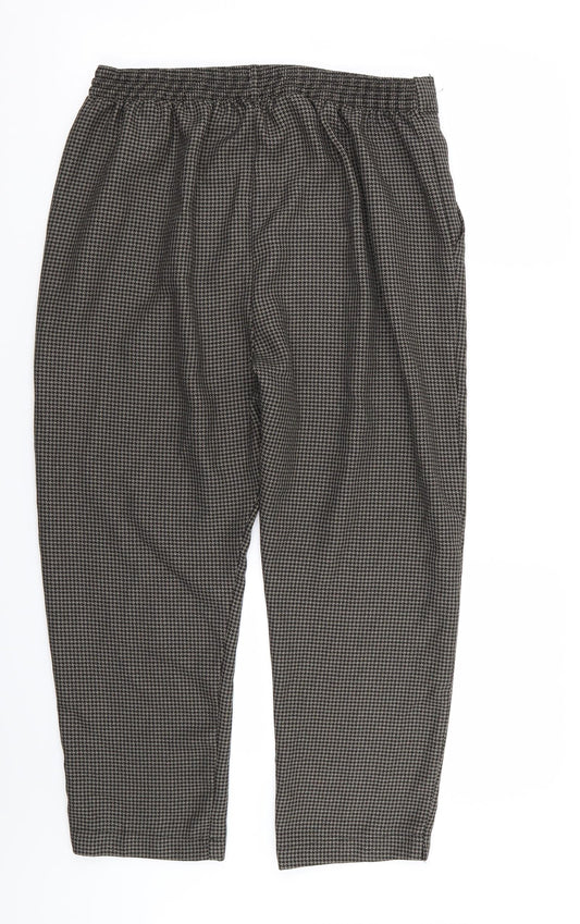 Preworn Womens Brown Houndstooth Trousers Size 14 L24 in - Stretch waistband