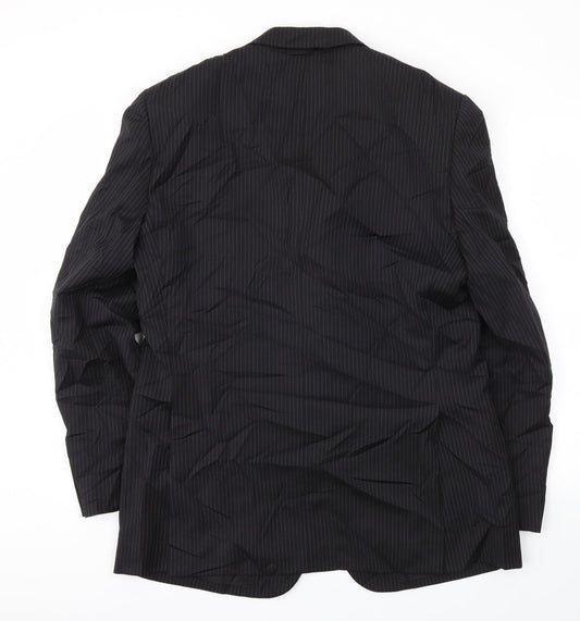 M&S Mens Black Striped Jacket Blazer Size 42