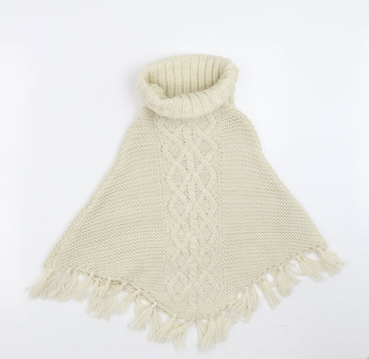 Preworn Girls Beige Cape Jumper One Size - beaded