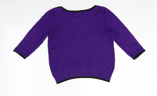 JUST ELEGANCE Womens Purple Basic Polo Size M