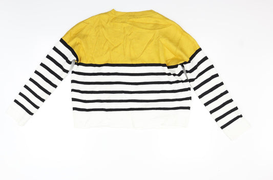 New Look Womens Yellow Striped Pullover Jumper Size M