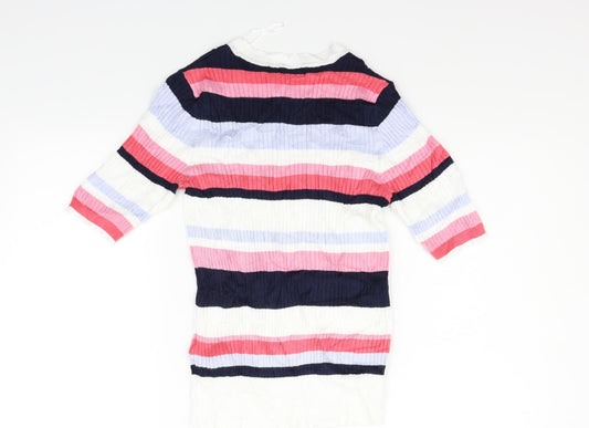 Marks and Spencer Womens Pink Striped Pullover Jumper Size 10